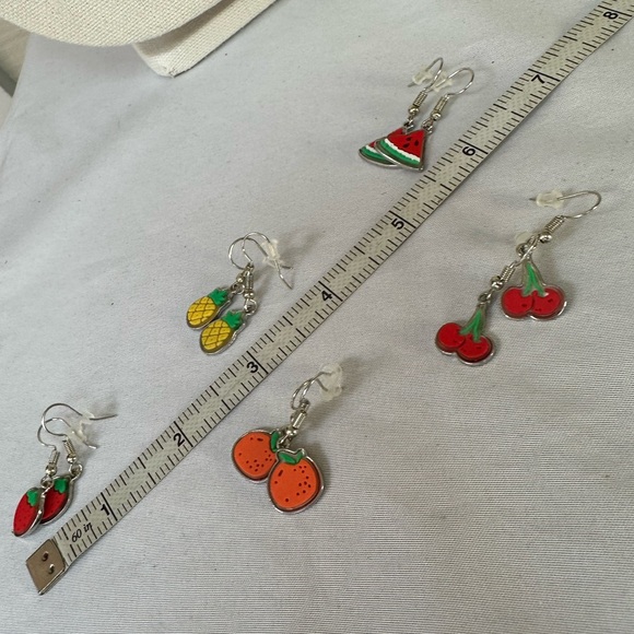 Five pair of tiny fruit earrings - Picture 3 of 5